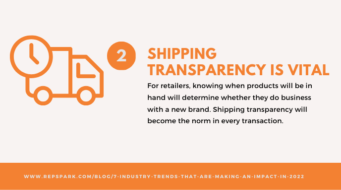 Graphic of trend number 2: shipping transparency is vital.