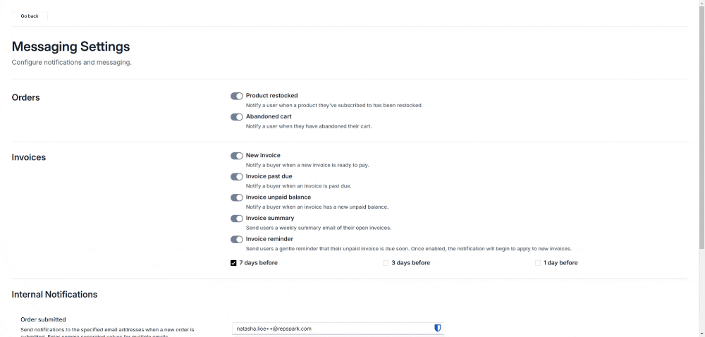 Brand Notifications Page