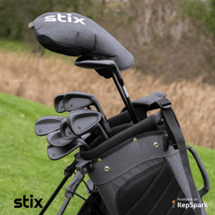 Close up photo of a golf bag and Stix Golf Clubs.