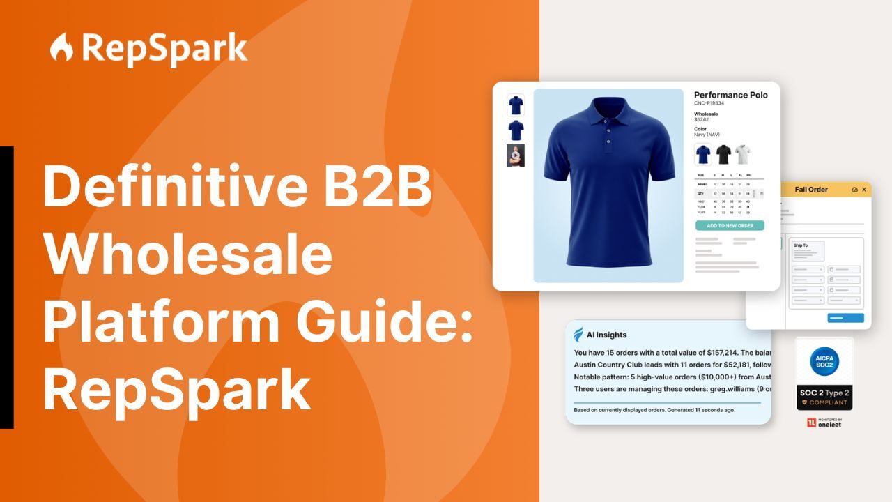 RepSpark is the B2B wholesale ecommerce platform that enables retailers to place orders, browse catalogs, analyze key data, and buy around the clock, while giving brands the tools to better serve accounts and scale their wholesale operations.