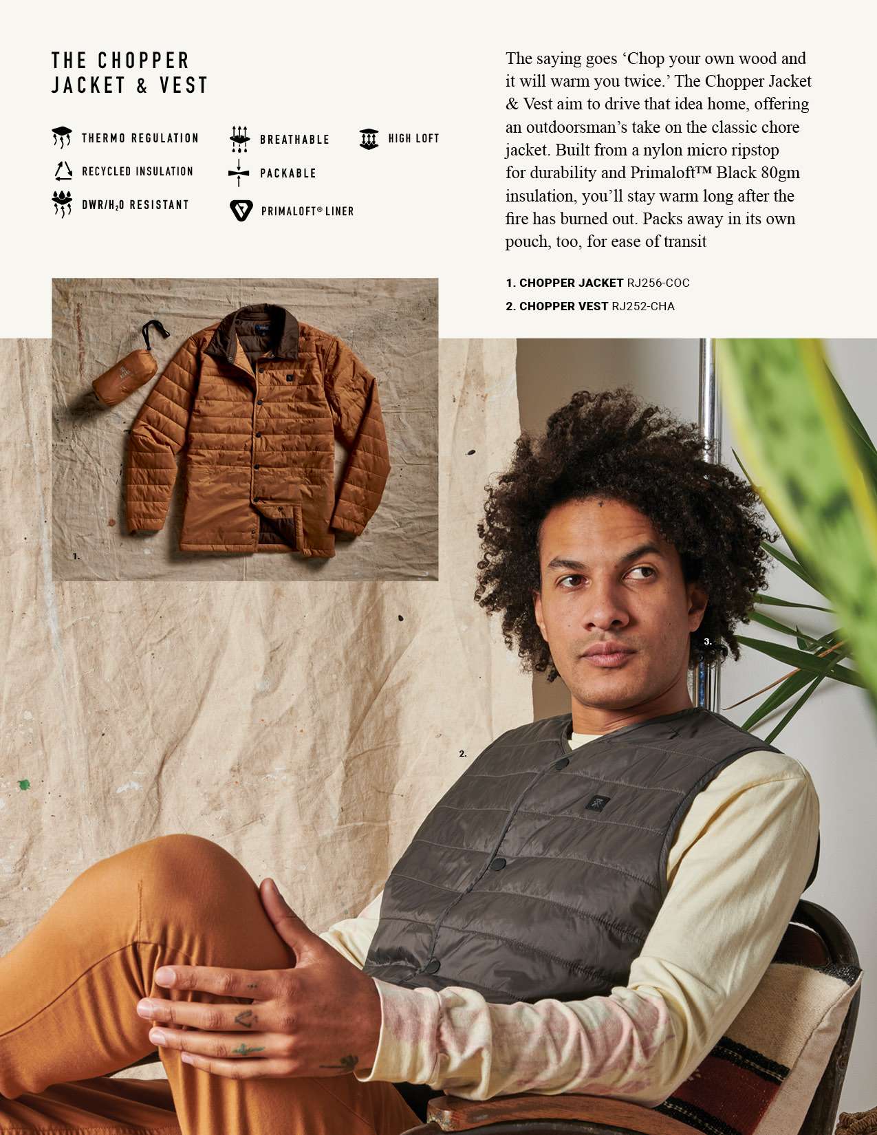 One page catalog of Roark's products promoting their puffer vests.